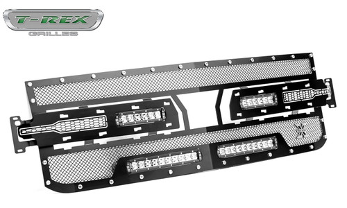 T-Rex 6311261 - 2019-2021 Silverado 1500 Torch Grille, Black, 1 Pc, Replacement, Chrome Studs, Incl. (2) 6 inch and (2) 10 inch LEDs - PN #