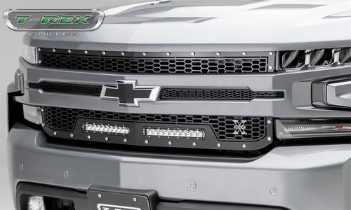 T-Rex 7311261 - 2019-2021 Silverado 1500 Laser Torch Grille, Black, 1 Pc, Replacement, Chrome Studs, Incl. (2) 10 inch LEDs - PN #
