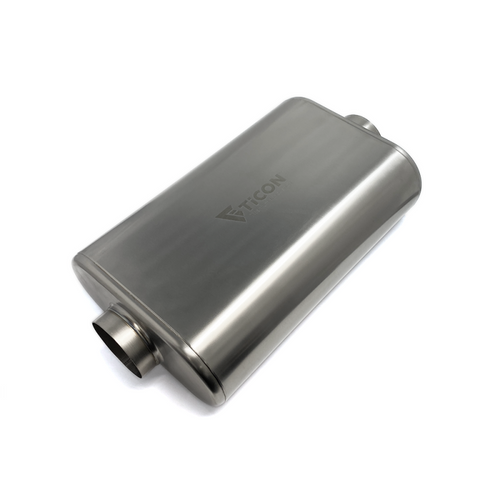 Ticon 116-07623-0200 - Industries 17in OAL 3.0in Center In/Out Oval Ultralight Low Profile Titanium Muffler