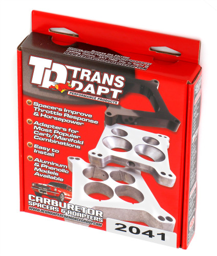Trans-Dapt Performance 2041 - 1-1/4 IN. TALL, HOLLEY 2BBL TO CHEVY STRAIGHT 6 MANIFOLD CARBURETOR ADAPTER -CAST ALUMINUM