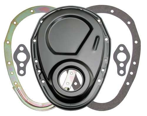 Trans-Dapt Performance 8638 - ASPHALT BLACK 2-PIECE TIMING CHAIN COVER SET- SB CHEVY V8 (NOT FOR LT1)