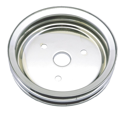 Trans-Dapt Performance 9603 - CRANKSHAFT PULLEY; 2 GROOVE; CHEVROLET 283-350; SHORT WATER PUMP- CHROME