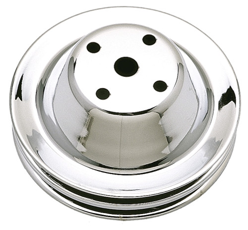 Trans-Dapt Performance 9605 - WATER PUMP PULLEY; 2 GROOVE; 1969-1985 CHEVROLET 283-350; LONG WATER PUMP- CHROME