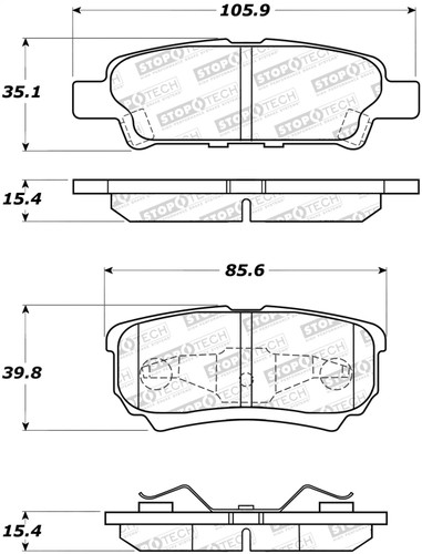 StopTech 308.10370 - 07-17 Jeep Patriot Street Performance Rear Brake Pads