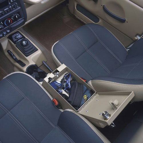 Tuffy Security 055-01 - Series II Center Console - 01-06 Wrangler TJ w/ Factory Console w/ Factory Subwoofer Rear Half Black  Security Products