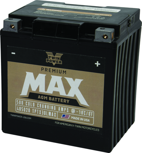 TwinPower 485020 - Twin Power GYZ-32HL Premium MAX Battery Replaces H-D 66010-97A Made in USA 500 CCA