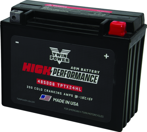 TwinPower 485006 - Twin Power YTX-24HL High Performance Battery Replaces H-D 66010-82A Made in USA 350 CCA