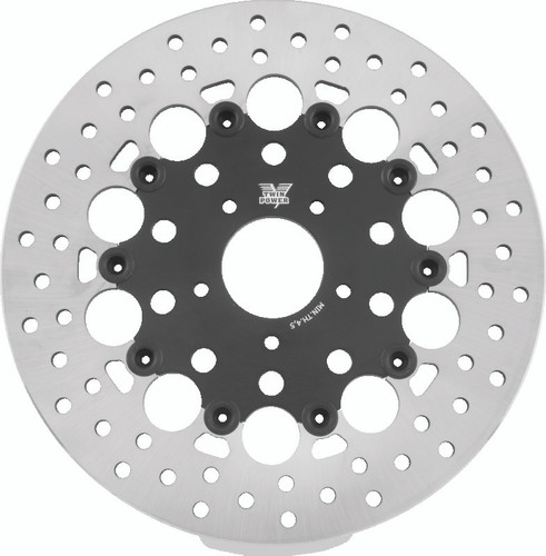 TwinPower 666821 - Twin Power 08-13 FLH FLT 08-16 FLHR 06-17 Dyna Front 11.8 Floating Rotor With Holes Black