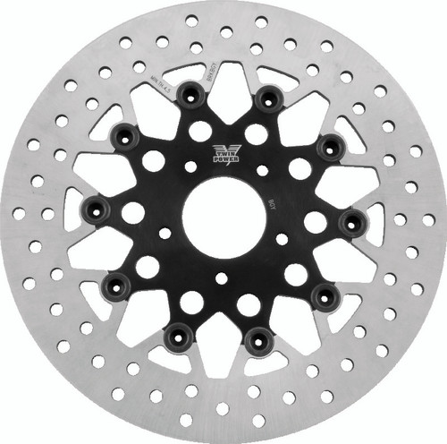 TwinPower 666832 - Twin Power 84-17 Big Twin Exc 11.8 and Lug Mount 84-13 XL Front 11.5in Floating Rotor Mesh Black