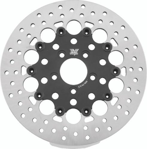 TwinPower 666827 - Twin Power 08-Up FLH FLT Rear 11.8 Floating Rotor W/Holes Black