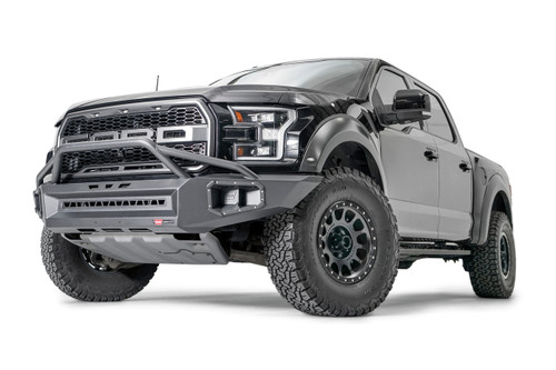 Warn 107280 - Direct-Fit; Mounting Hardware Included; With Baja Style Grill Guard; With Light Cutout; Textured Black Steel