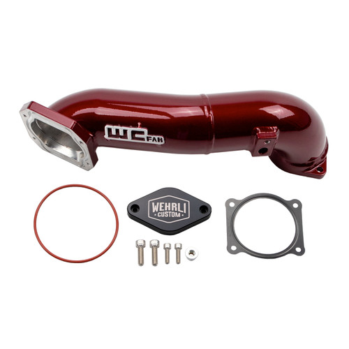 Wehrli WCF100328-RED - 11-16 LML Duramax Passenger Side Upper Crossover Intercooler Pipe Kit - WCFab Red