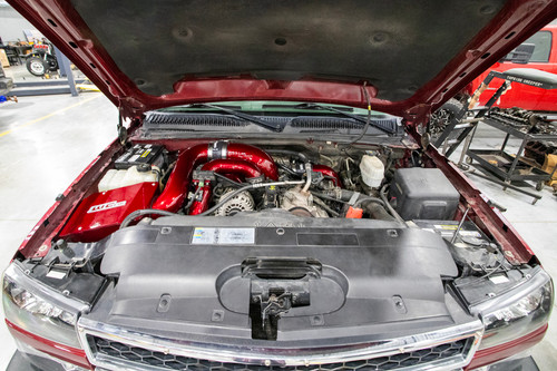 Wehrli WCF100437-RED - 06-07 Chevrolet Duramax 6.6L LBZ Stage 2 High Flow Intake Bundle Kit - WCFab Red