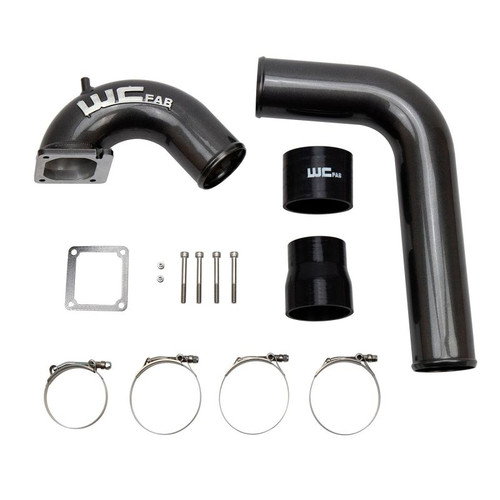 Wehrli WCF100528-RED - 03-07 Dodge 5.9L Cummins 3.5in Intake Horn & Driver Side Intercooler Pipe Kit - WCFab Red