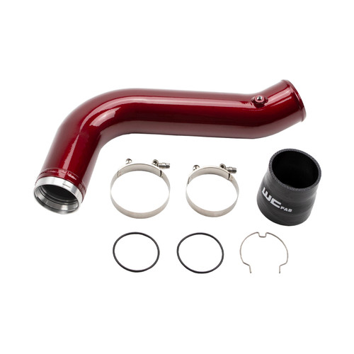 Wehrli WCF100530-RED - 17-19 Chevrolet 6.6L L5P Duramax Passenger Side 3.5in Intercooler Pipe - WCFab Red