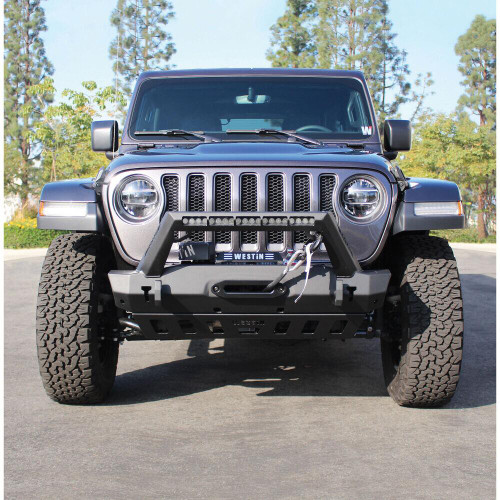 Westin 59-80085 - 18-19 Jeep Wrangler JL Stubby Front Bumper - Textured Black