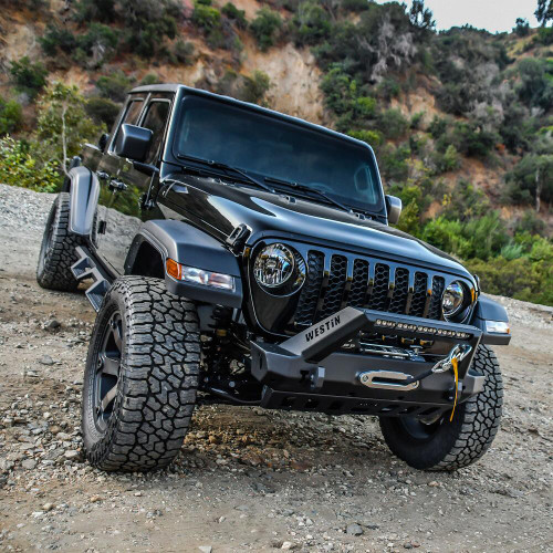 Westin 59-80085 - 18-19 Jeep Wrangler JL Stubby Front Bumper - Textured Black