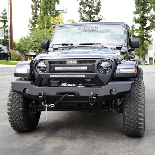 Westin 59-80125 - 18-20 Jeep Wrangler WJ2 Full Width Front Bumper w/LED Light Bar Mount Textured Black