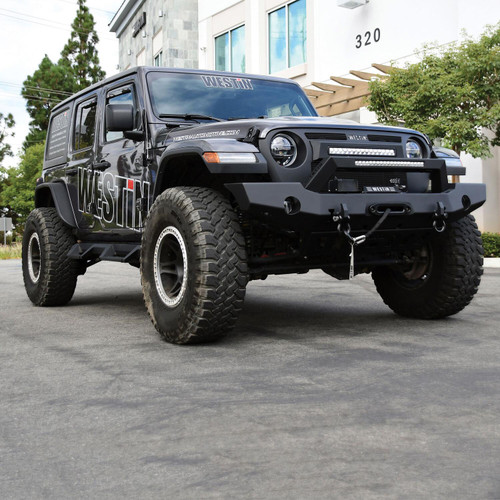 Westin 59-80125 - 18-20 Jeep Wrangler WJ2 Full Width Front Bumper w/LED Light Bar Mount Textured Black
