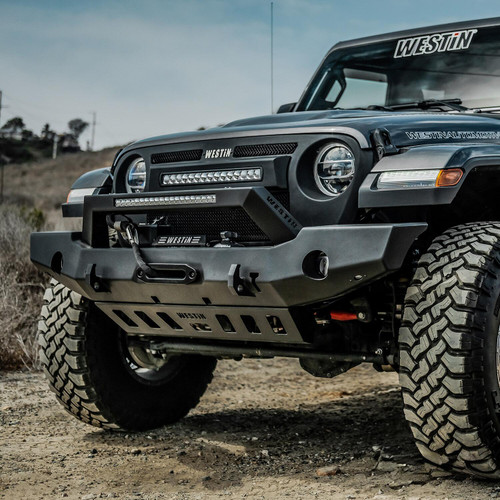 Westin 59-80125 - 18-20 Jeep Wrangler WJ2 Full Width Front Bumper w/LED Light Bar Mount Textured Black