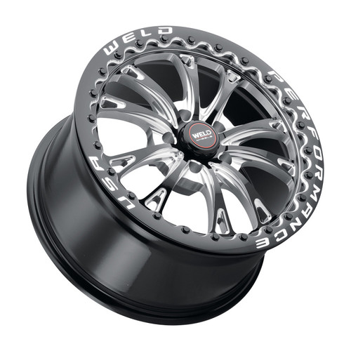 Weld S90880022P45 - S908 18X10 Belmont Drag Beadlock 5X120 ET45 BS7.25 Gloss Black MIL Dia 78.1