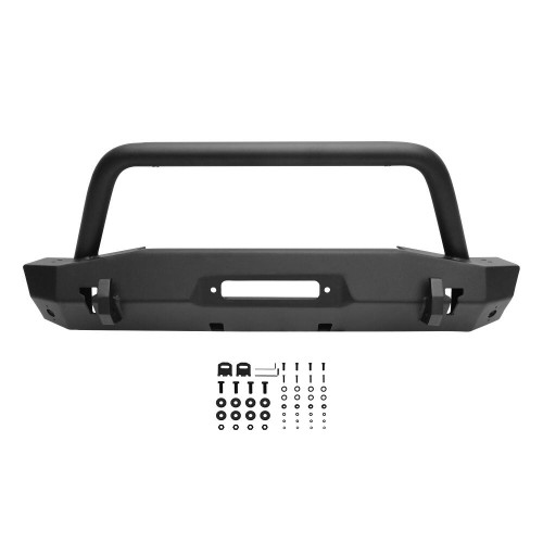 Westin 59-80075 - 18-22 Jeep Wrangler JL / 20-22 Gladiator WJ2 Stubby Front Bumper w/Bull Bar - Tex. Blk