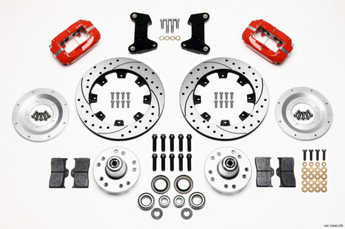 Wilwood 140-10440-DR - Forged Dynalite Front Kit 12.19in Drilled Red 74-80 Pinto/Mustang II Disc Spindle only