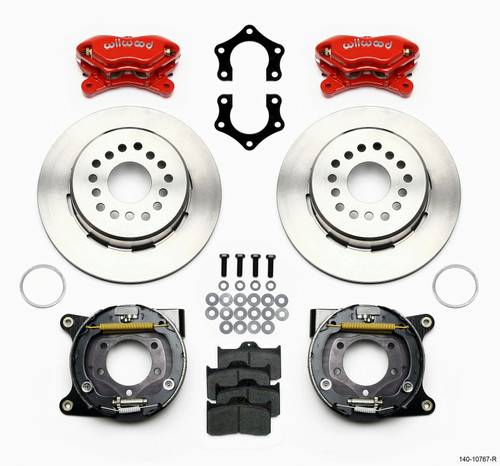 Wilwood 140-10767-R - Forged Dynalite P/S Park Brake Kit Red Mopar/Dana 2.50in Off w/Snap Ring Brng