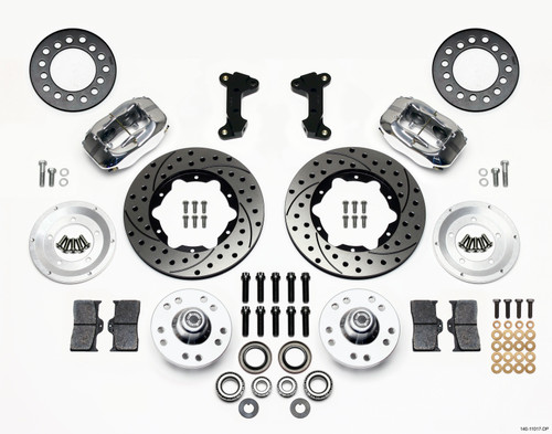 Wilwood 140-11017-DP - Forged Dynalite Front Kit 11.00in Drill-Polished 74-80 Pinto/Mustang II Disc Spindle only