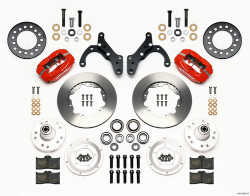 Wilwood 140-12021-R - Forged Dynalite Front Kit 11.00in Red 65-68 Chevy Impala -Drum Spindle