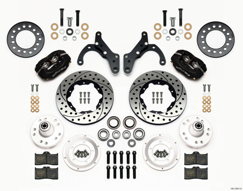 Wilwood 140-12021-D - Forged Dynalite Front Kit 11.00in Drilled 65-68 Chevy Impala -Drum Spindle