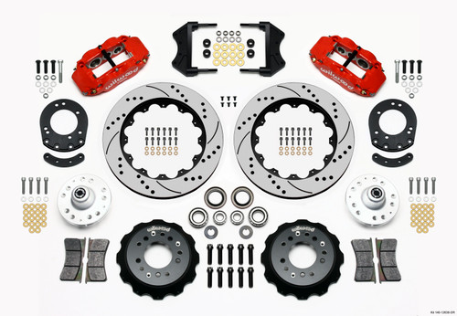 Wilwood 140-12638-DR - Narrow Superlite 6R Front Hub Kit 14.00in Drill Red 1965-1969 Mustang Drum Spindle