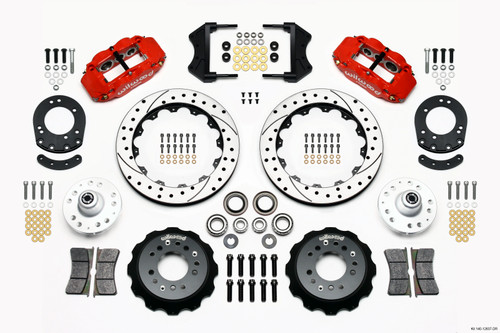 Wilwood 140-12637-DR - Narrow Superlite 6R Front Hub Kit 12.88in Drill Red 1965-1969 Mustang Drum Spindle