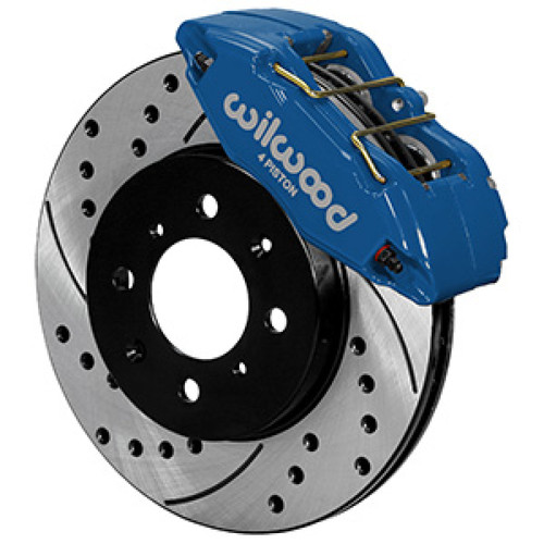 Wilwood 140-12996-DCB - DPHA Front Caliper & Rotor Kit Drilled Honda / Acura w/ 262mm OE Rotor - Competition Blue
