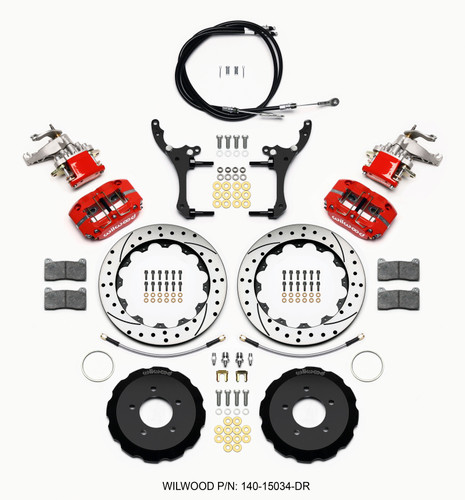 Wilwood 140-15034-DR - Dynapro Radial4 / MC4 Rear Kit 12.88 Drilled Red 2006-15 Miata w/Lines & Cables