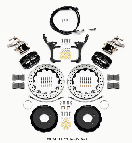 Wilwood 140-15034-D - Dynapro Radial4 / MC4 Rear Kit 12.88 Drilled 2006-15 Miata w/Lines & Cables