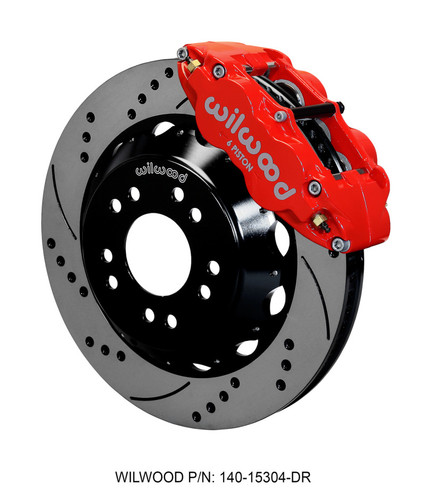 Wilwood 140-15304-DR - Narrow Superlite 6R Front Hat Kit 14.00 Drilled Red 63-87 C10 w/  Pro Spindles