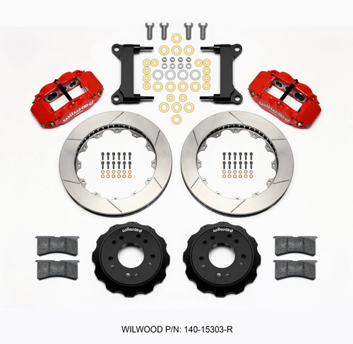 Wilwood 140-15303-R - Narrow Superlite 6R Front Hat Kit 13.06 Red 63-87 C10 w/  Pro Spindles