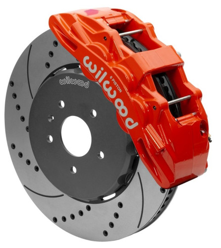 Wilwood 140-15743-DR - SX6R Front Brake Kit 15in SRP Slotted/Drilled Red w/ Lines 14+ Chevy Corvette C7