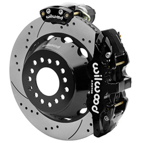 Wilwood 140-16170-D - AERO4 Big Brake Rear Electronic Parking Brake Kit - Black - Powder Coat Caliper - D/S Rotor