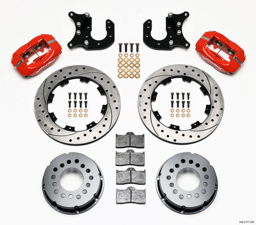 Wilwood 140-2117-DR - Forged Dynalite P/S Rear Kit Drilled Red Mopar-Dana 2.36in Offset