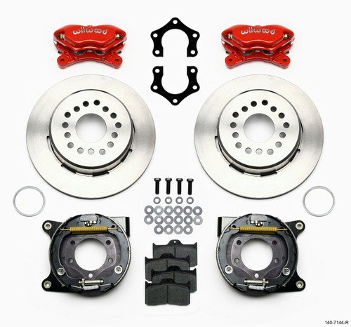 Wilwood 140-7144-R - Forged Dynalite P/S Park Brake Kit Red Mopar/Dana 2.36in Off w/Snap Ring Brng