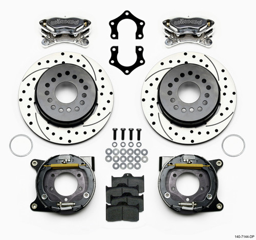 Wilwood 140-7144-DP - Forged Dynalite P/S P-B Kit Drilled Polished Mopar/Dana 2.36in Off w/Snap Ring Brng