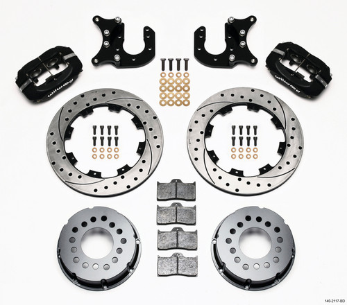 Wilwood 140-2117-BD - Forged Dynalite P/S Rear Kit Drilled Rotor Mopar-Dana 2.36in Offset