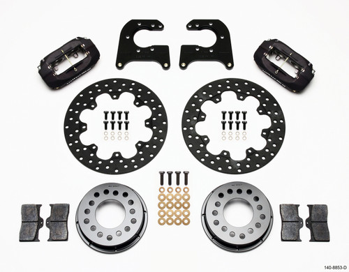 Wilwood 140-8853-D - Forged Dynalite Rear Drag Kit Drilled Rotor Mopar/Dana 2.50in Off w/Snap Ring Brng