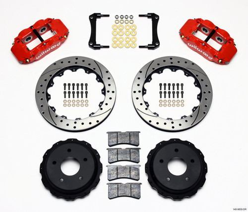 Wilwood 140-9830-DR - Narrow Superlite 4R Rear Kit 12.88in Drilled Red 98-02 Camaro/Firebird
