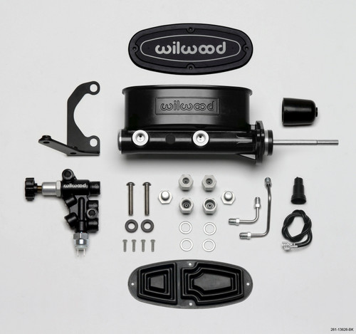 Wilwood 261-13626-BK - HV Tandem M/C Kit w L/H Bracket & Prop Valve - 15/16in Bore Black-W/Pushrod