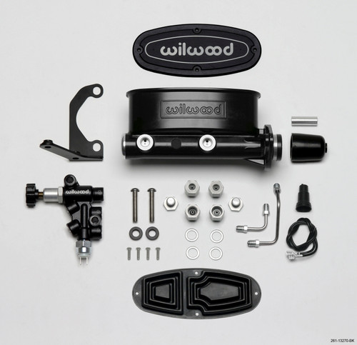 Wilwood 261-13270-BK - HV Tandem M/C Kit w L/H Bracket & Prop Valve - 1 1/8in Bore Black