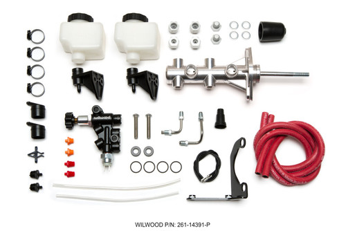 Wilwood 261-14391-P - Remote Tandem M/C - 1.12in Bore - w/Bracket and Valve (Pushrod) - Polish
