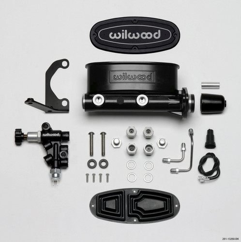 Wilwood 261-13269-BK - HV Tandem M/C Kit w L/H Bracket & Prop Valve - 1in Bore Black